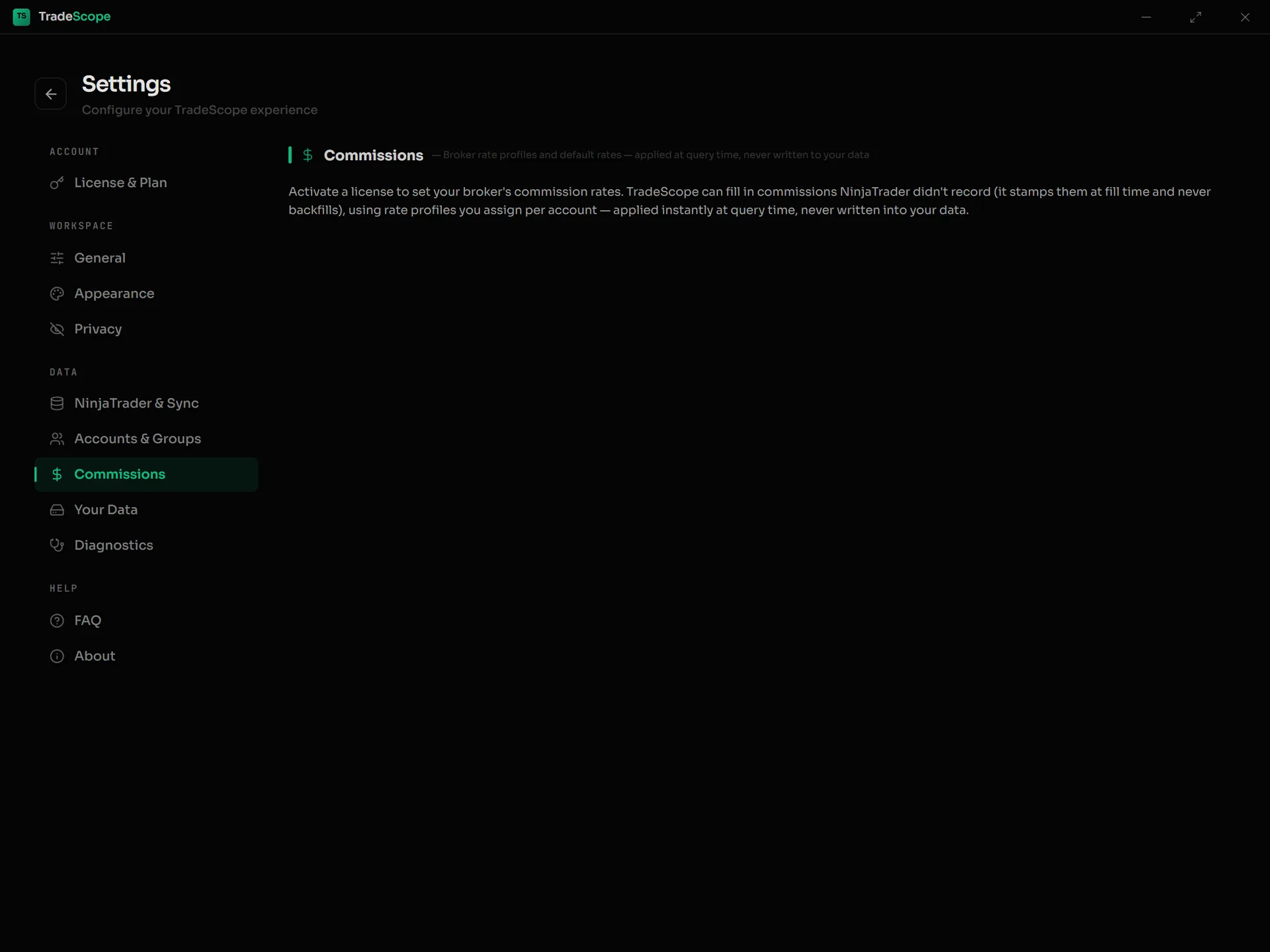 Commission rate profiles assigned to accounts